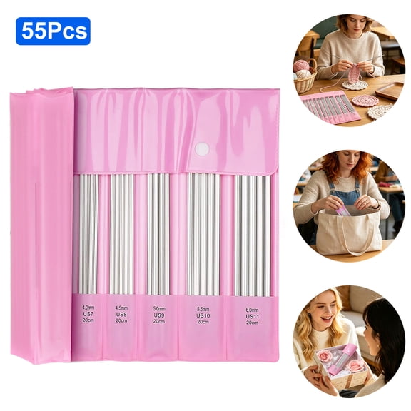 55Pcs Crochet Hook Set with Case, EEEkit Aluminum Crochet Needles Kit, Ergonomic Knitting Needles for Beginners