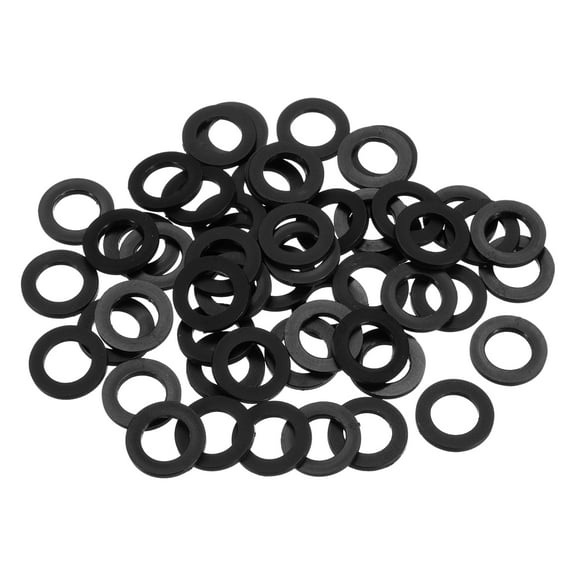 55Pcs M10 Nylon Flat Washers Plastic Washer 10mm ID 20mm OD 1mm Thick, Black