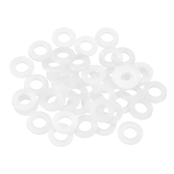 55Pcs M8 Nylon Flat Washers Plastic Washer 8mm ID 16mm OD 2mm Thick, White