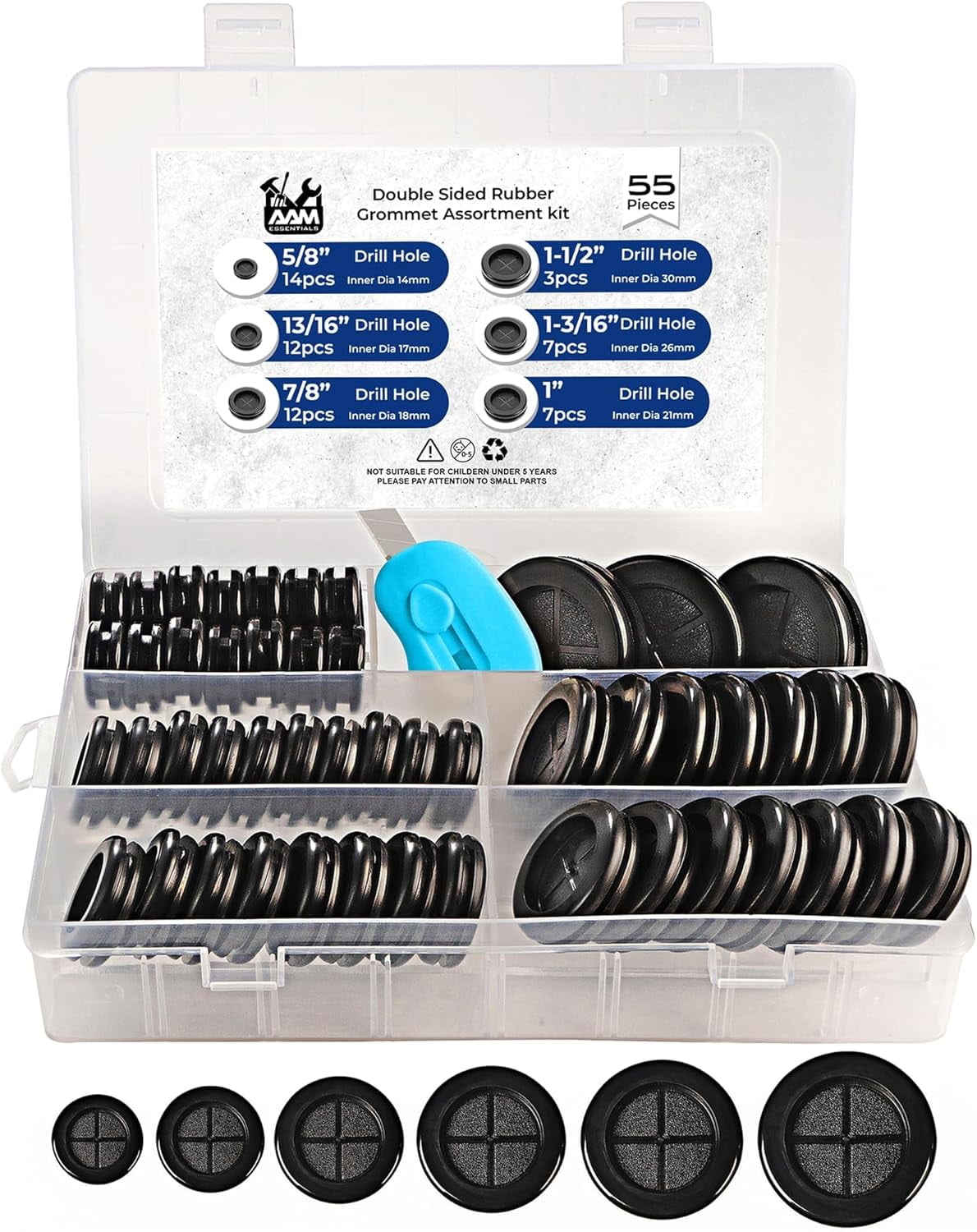 1-1/8" X 1-3/8" High-Temp Silicone Firewall Hole Plugs – Push-In Sealing Plugs, Various Pack Sizes