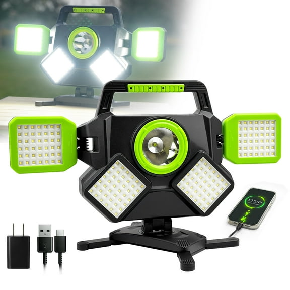 SYLMAX Rechargeable Work Light, Magnetic LED Work Light, Foldable 360 Rotatable Portable Work Light with 6 Modes & 8000mAh Battery, 5000LM, IP65 Waterproof Cordless Worklight for Mechanics, Workshop