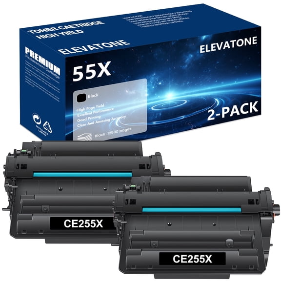 55X CE255X Toner Cartridge Compatible for HP 55X 55A CE255X CE255A Toner Cartridge P3015 P3015d P3015n Pro MFP M521dn M521dw Printer 2-PACK