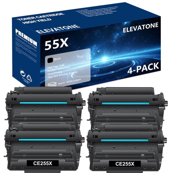 55X CE255X Toner Cartridge Compatible for HP 55X 55A CE255X CE255A Toner Cartridge P3015 P3015d P3015n Pro MFP M521dn M521dw Printer 4-PACK
