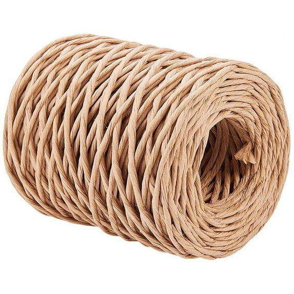 55Yards 2mm Floral Iron Bind Stem Wire Paper Wrapped Rattan Rope Rustic Paper Twine for DIY Crafts Gift Wrap Weaving Basket