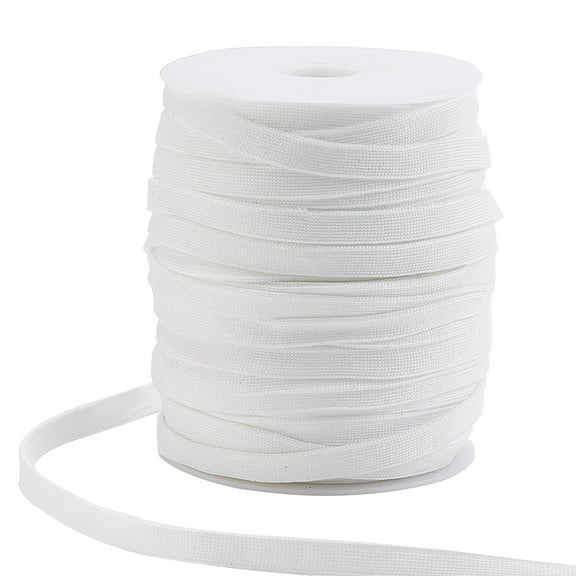 55Yards White Replacement Drawstring 0.4 Inch Polyester Flat Draw Cord Knitted Drawcord