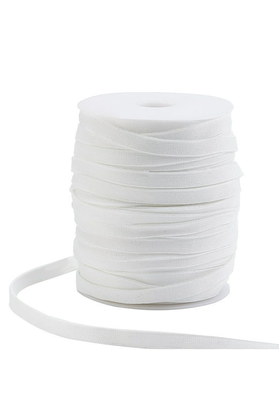 55Yards White Replacement Drawstring 0.4 Inch Polyester Flat Draw Cord Knitted Drawcord