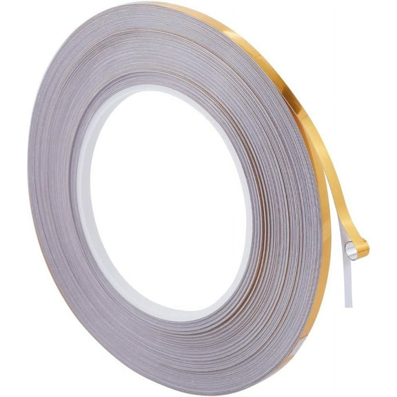 55Yards x 0.2" Gold Metalized Polyester Film Tape Peel and Stick Self-Adhesive Wall Molding Trim with Mirror-Like Finish for Christmas Detailing Accent Wall Graphic Arts