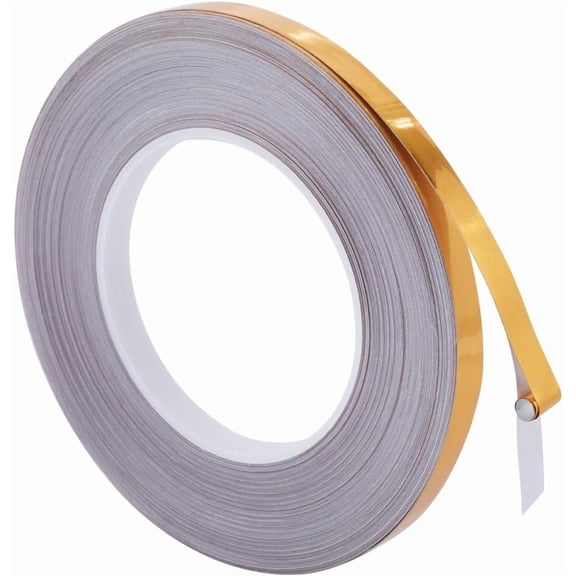 55Yards x 0.4" Gold Metalized Polyester Film Tape Peel and Stick Self-Adhesive Wall Molding Trim with Mirror-Like Finish