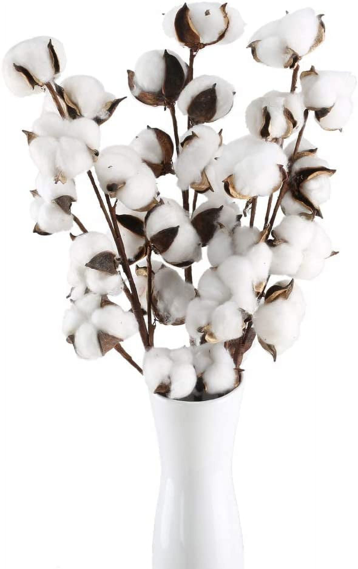 55cm 10 Head Cotton Stems Farmhouse Decorations,Fake Cotton Flowers Natural Dried Cotton Plant for Home Decor Floral Arrangment Wedding Party Kitchen Vase Decor