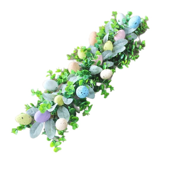 55cm (21.7") Easter Egg Decoration for Tabletop – Rattan & Eucalyptus Festive Centerpiece for Easter Party, Dining Table Decor