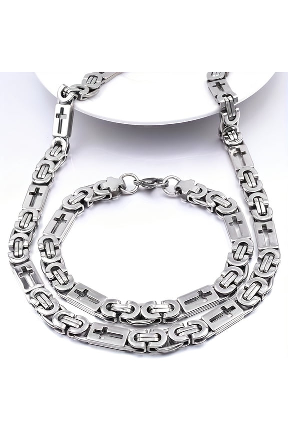 55cm/22cm Stainless Steel Fashion Accessory Set - Men's Hollow Necklace/Bracelet - 316L