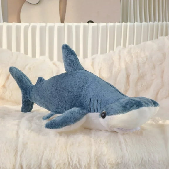 55cm Blue Shark Plush Toy Stuffed Soft Cartoon Marine Animal Doll Baby Hug Pillow Sofa Cushion Lovely Children Birthday Gift
