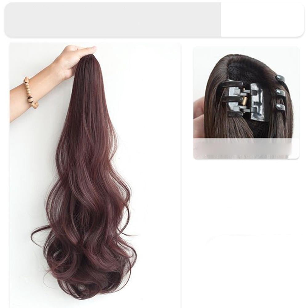 55cm Fashion Synthetic Wigs Claw Clip Natural Curly/Straight Ponytail Grab Wig Women Ponytail Hair Extensions