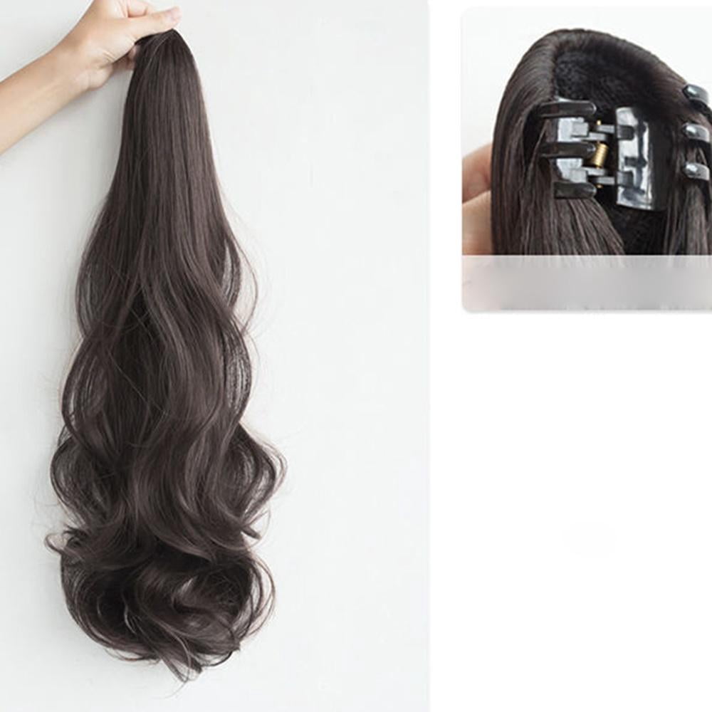 55cm Fashion Synthetic Wigs Claw Clip Natural Curly/Straight Ponytail Grab Wig Women Ponytail Hair Extensions
