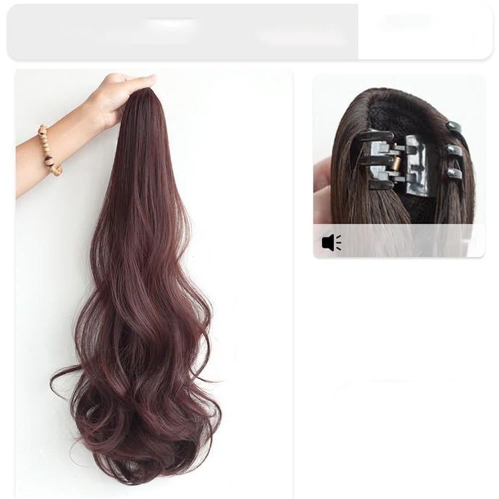 55cm Fashion Synthetic Wigs Claw Clip Natural Curly/Straight Ponytail Grab Wig Women Ponytail Hair Extensions