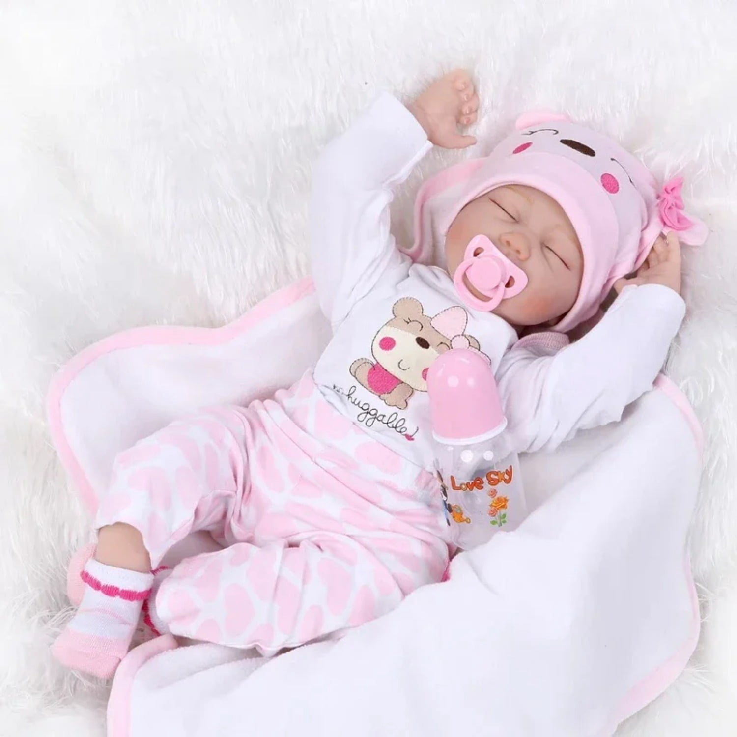 55cm Reborn Doll Soft Silicone Reborn Close Eye Real Looking Reborn Baby Dolls Toys for Gift As Children Playmate Doll Popupar Reborn