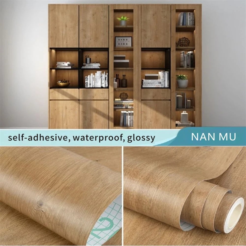 55cm Width Wood Grain PVC Wallpaper for Door Wardrobe Cupboard Table ...