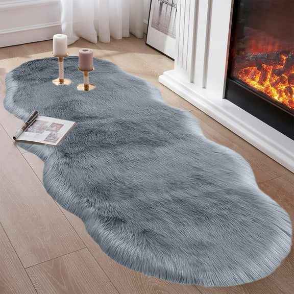 55in Extra Long Plush Shag Bath Rug – Non-Slip Machine Washable Bathroom Bedroom Runner, Ultra Soft Water Absorbent Carpet Mat for Cold Floors