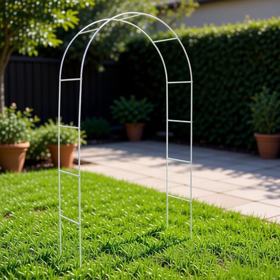 55in Metal Garden Arch Trellis Adjustable Rustproof Powder Coated Steel Freestanding Climbing Plant Support for Roses Ivy Clematis Jasmine Courtyard Pathway Walkway Arbor Outdoor Decor White