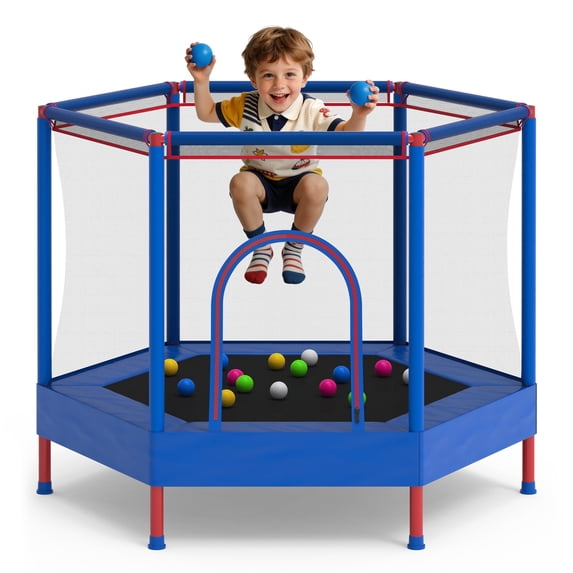 55in Toddler Trampoline for Kids, SHINPT Mini Trampoline with Enclosure Net, Kids Trampoline Outdoor for Backyard, Patio, 55" Indoor Trampoline for Toddlers Age 3+, Trampoline for Toddlers for Gift