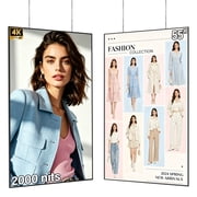55inch Digital Signage Display, 4K 2000nits High Brightness Slim Fit Frameless Digital Signage, LCD Advertising Display, CMS / Plug & Play Auto Play, 7/24 Timer Switch, Built-in Speaker, Android 11OS