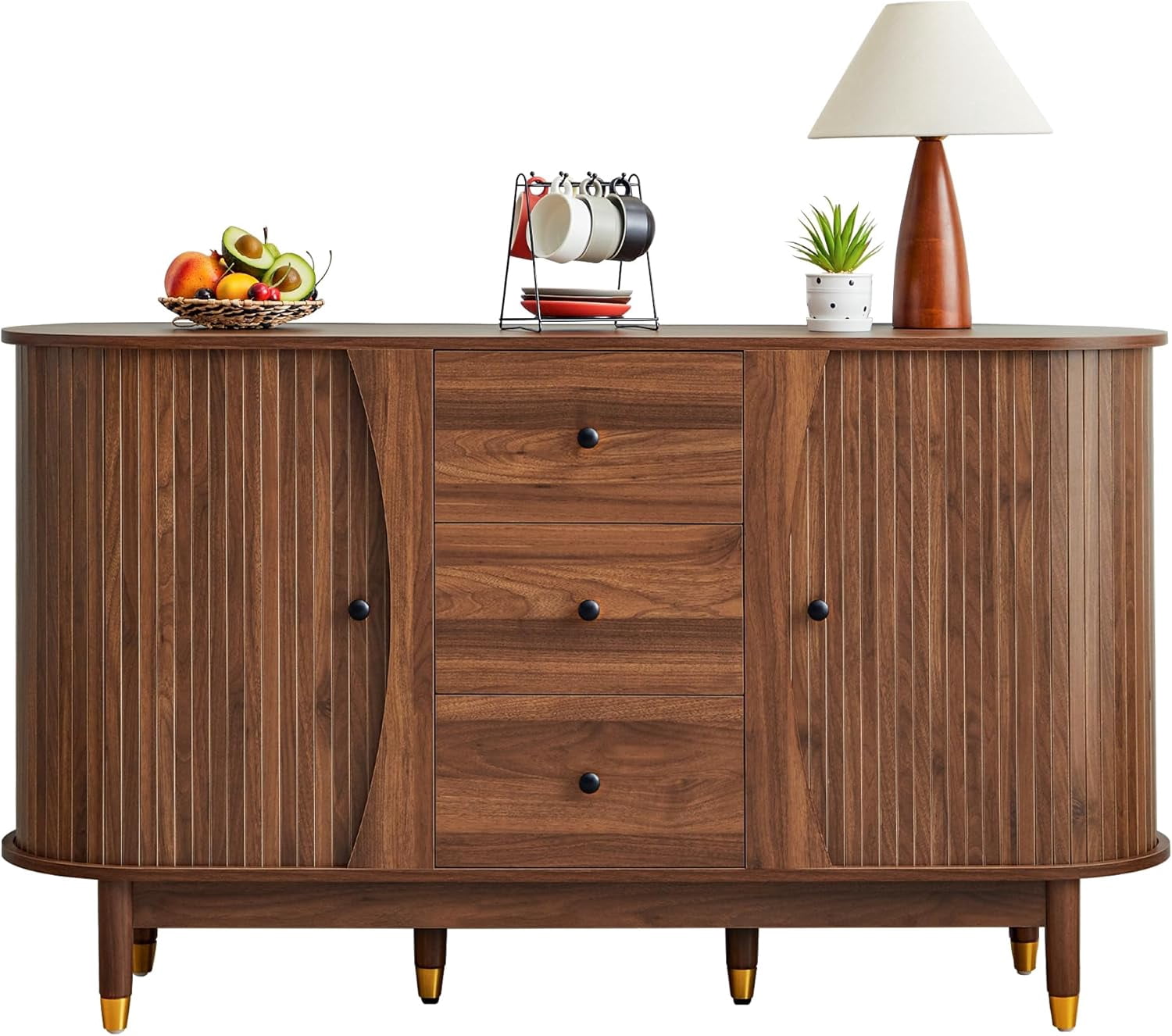 55inch Sideboard Buffet Cabinet with Drawer,Oval Curved Sideboard with ...