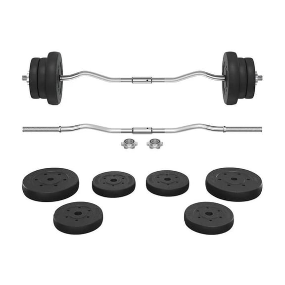 55lb Curl Barbell Set Dumbbell Weight Set Gym Lifting Exercise Curl Bar Black