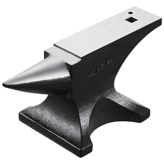 55lbs Blacksmith Anvil - Cast Steel Single Horn Anvil for Metalworking, Forging, Shaping & Bending - Durable Round Horn Anvil with Stable Base