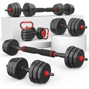 55lbs Free Weight Set with Connector, 6 in1 Dumbbells Set Used as Barbell, Kettlebells, Push up Stand, Fitness Exercises for Home Gym Suitable Men/Women