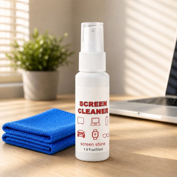 55ml Screen Cleaner Spray Kit, All-Surface Fingerprint Dust Remover with Microfiber Cloth for Phone Laptop TV Glasses
