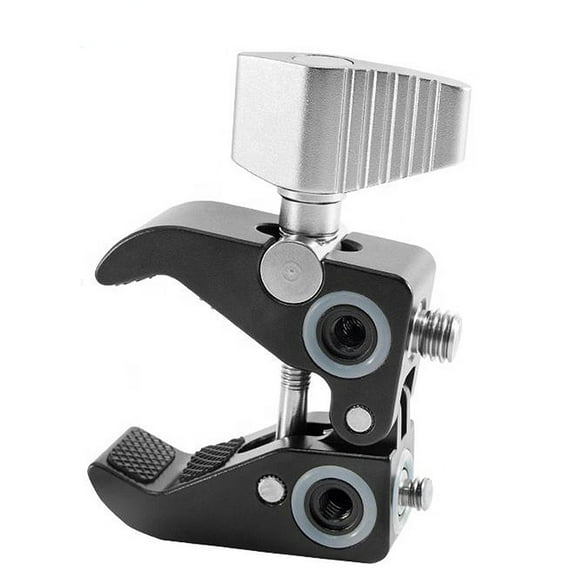 55mm C-Type Crab Clamp Holder with 360° Ball Head – Aluminum Alloy Desktop Mount with Silicone Pads, 1/4" & 3/8" Screw Threads for DSLR Camera, Monitor, Light, Microphone
