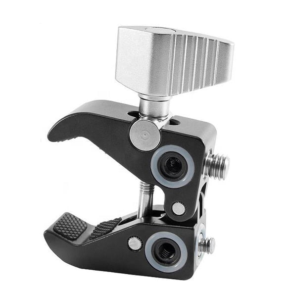 55mm C-Type Crab Clamp Holder with 360 Ball Head  Aluminum Alloy Desktop Mount with Silicone Pads, 1/4" & 3/8" Screw Threads for DSLR Camera, Monitor, Light, Microphone