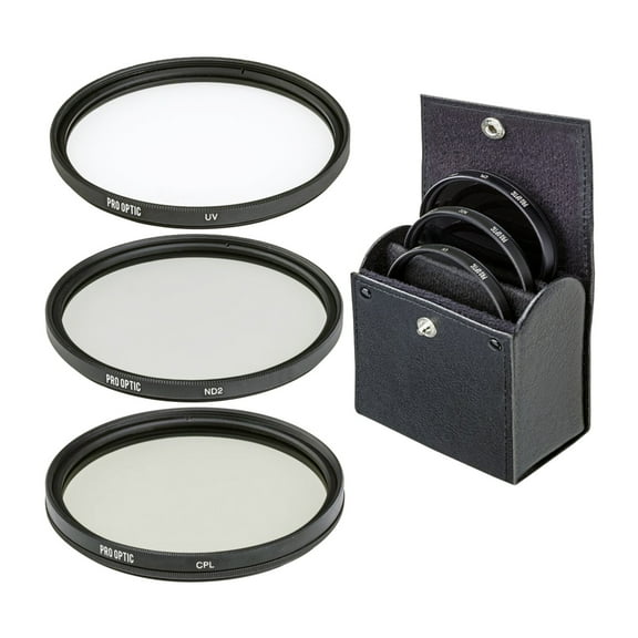 ProOptic 55mm Digital Essentials Filter Kit, with Ultra Violet (UV), Circular Polarizer and Neutral Density 2 (ND2) Filters, with Pouch