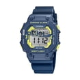 thumbnail image 1 of 55mm Large Face Rectangle Mens Digital Sports Watch, Quartz, Silicone Strap, Dual Time, Chronograph, Day, Date and Month - K5850 - Blue / Yellow, 1 of 1