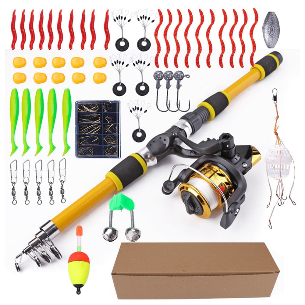 55Pcs 1.8M Telescopic Rod Spinner Fishing Rod And Reel Combo Full