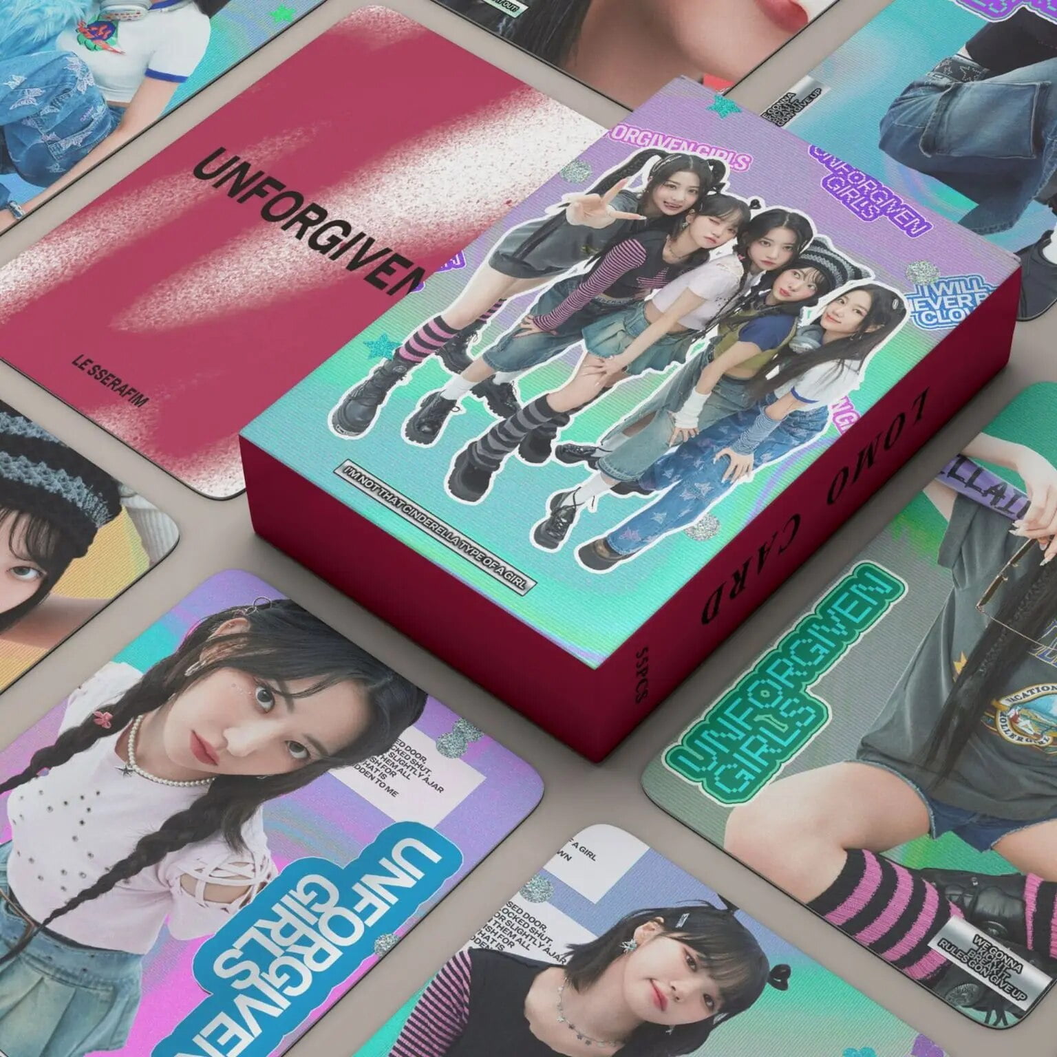 55pcs/Box Kpop LE SSERAFIM New album Unforgiven lomo cards SAKURA