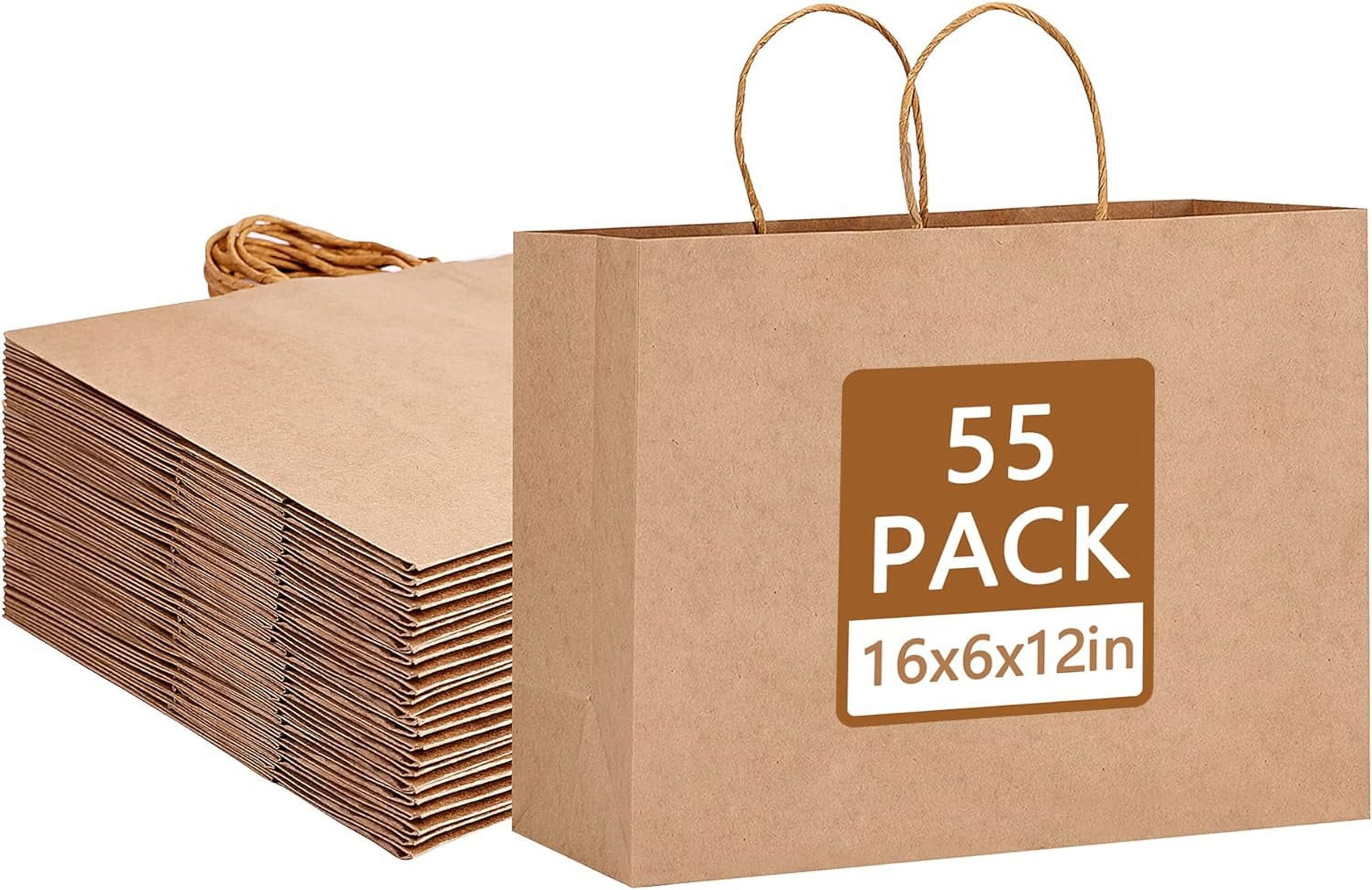 55pcs Paper Bags 16x6x12 Inch Brown Paper Bags Paper Bags With Handles For Sm Business Large 6006