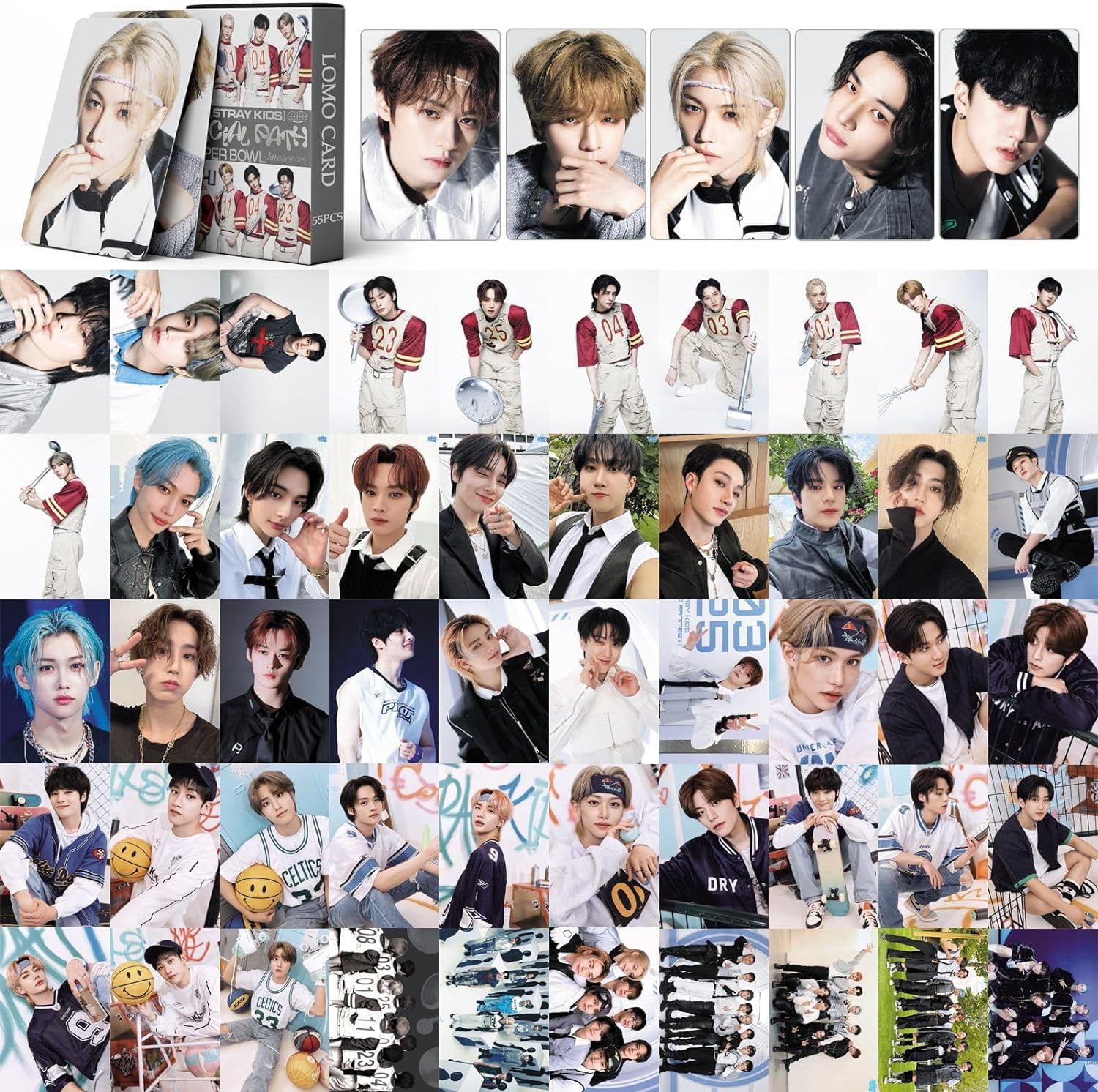 55pcs Stray Kids Lomo Cards Stray Kids Social Path 2023 New Album Stray Kids Postcards Gift for Fans