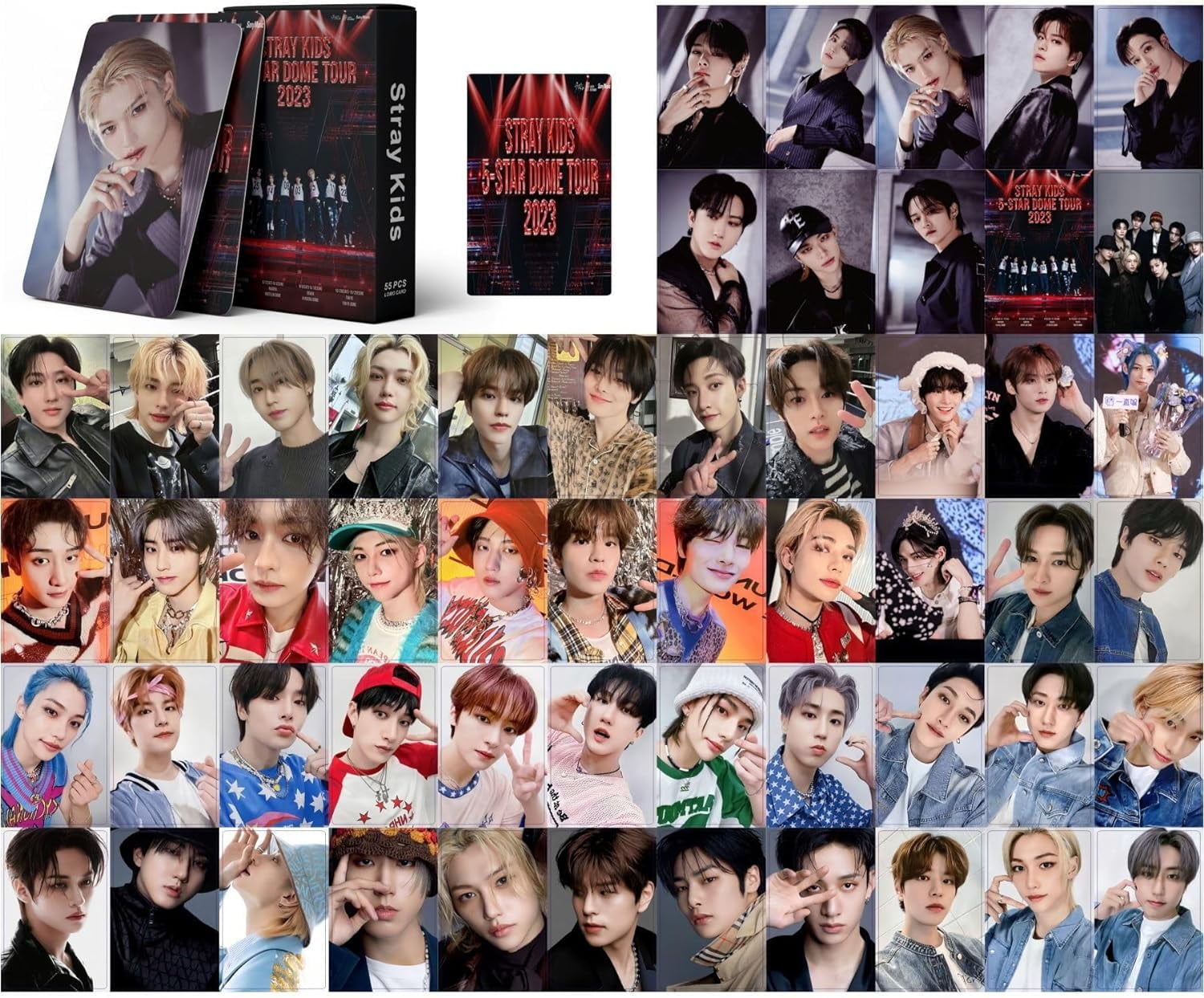 55pcs Stray Kids Lomo Stray Kids Cards 5-Star Dome Tour 2023 New Stray Kids Album Postcards Gift for Fans (DOME TOUR 2)