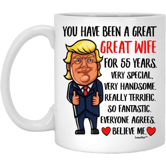 55th Anniversary Mug You've Been a Great Wife for 55 Years Aniversario De Bodas Gift From Husband Funny Coffee Cup For Women Ceramic White 11oz