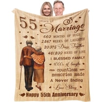 55th Anniversary Wedding Gifts for Couple, 55th Anniversary Blanket, Best 55 Anniversary for Husband Wife Parents Gifts, Gift for 55 Years of Marriage Decor Throw Blankets 50"X60"