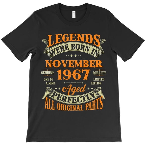 55th Birthday Gift Legends Born In November 1967 Funny 55 Yrs Old H29575 T-Shirt, for Men and Women, Up to Size 5XL