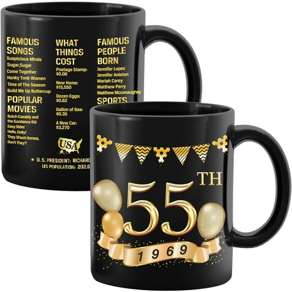 55th Birthday Gifts For Men Women, Gift For 55 Years Old, 1969 Birthday Gifts, Gift Ideas For 55 Year Old Men Woman, Birthday Gifts For Men Women Turning 55, 1969 Birthday Coffee Mug