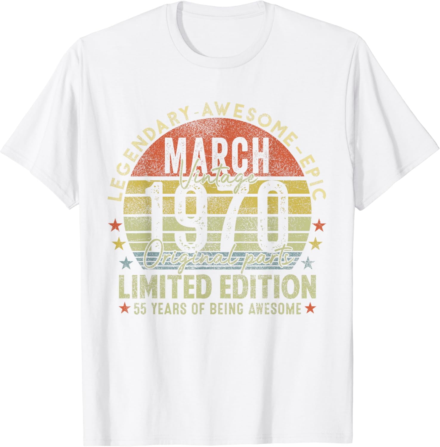 55th Birthday Shirt For Men - Vintage 1970 'Original Parts' Funny Tee, Customizable Year & Color - View #12
