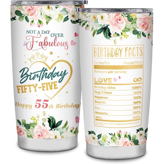 55th Birthday Gifts for Women Tumbler 55th Birthday Gift Ideas 55 Year Old Gifts for Her Funny 55th Gifts for Women Turning 55 Birthday Gift Tumbler 20oz