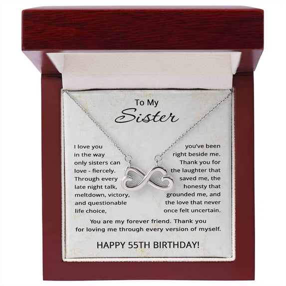 55th Birthday Gifts for Sister - To My Sister Necklace from Sister - 55 Years Old Sister Title: 14k White Gold Finish, Box Choice: Luxury Box