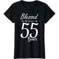 thumbnail image 1 of 55th Birthday Tee Gift and Blessed for 55 Years Birthday T-Shirt, 1 of 3