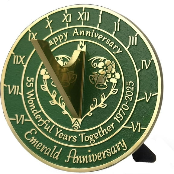55th Emerald Wedding Anniversary 2025 Sundial Gift