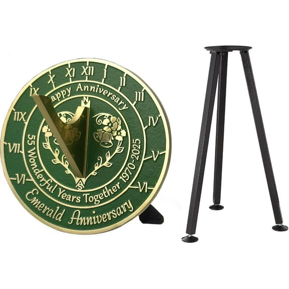 55th Emerald Wedding Anniversary 2025 Sundial with Stand Gift