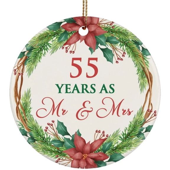 55th Wedding Anniversary Ceramic Ornament, 55 Years As Mr & Mrs Christmas Gift Tree Decor